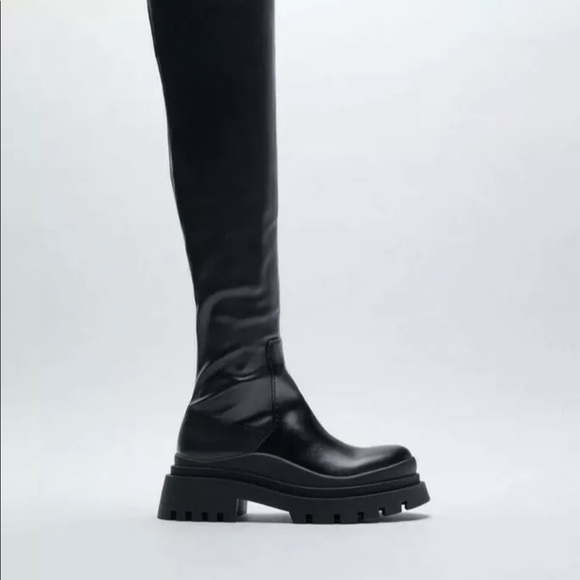 ZARA over the knee track boots - Picture 2 of 10
